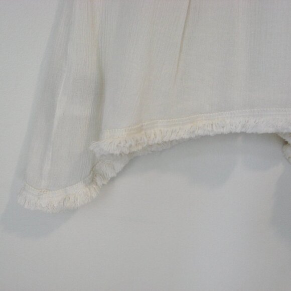 Cream Sleeveless Tank Top Boho Crochet Fringe Babydoll Loose Flowy Size Medium - Picture 9 of 10